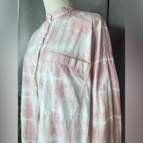 Zara Women’s Tie Dye Oversized Long-Sleeve Button Down Shirt Pink & White S - Picture 4 of 11
